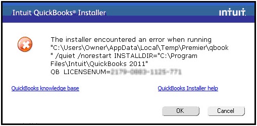 The installer encountered an error when running “C:Users