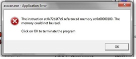 Avscan.exe - Application error