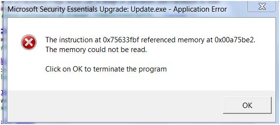 0x75ef3fbf referenced memory at 0x00xxxxx