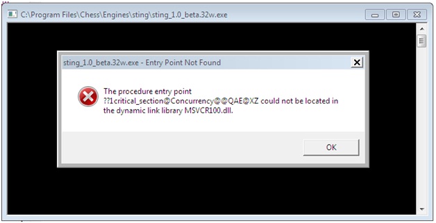 String 1.0 beta.32w.exe  Entry point not found