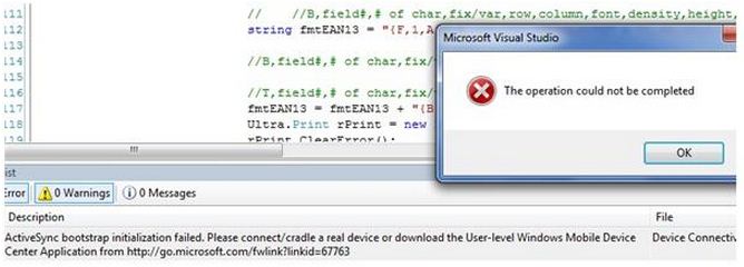 Microsoft Visual Studio install Microsoft ActiveSync error
