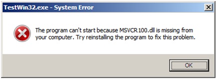 The program can’t start because MSVCR100 is missing from your computer
