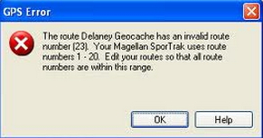 The route Delaney Geocache has an invalid route number (23)