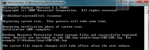 System File Checker in Windows 7