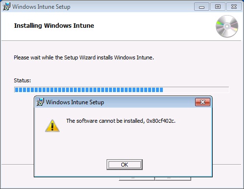 The software cannot be installed, 0x80cf402c.” installation error