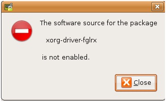 The software source for the package xorg-driver-fglrx is not enabled
