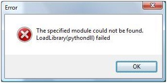 The specified module could not be found. LoadLibrary(pythondll) failed