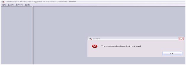 The system database login is invalid