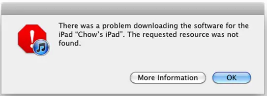 There was a problem downloading the software for the ipad “chow’s ipad”