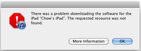 There was a problem downloading the software for the ipad “chow’s ipad”