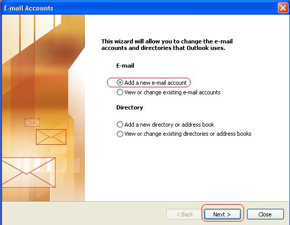 Add Email Account Wizard