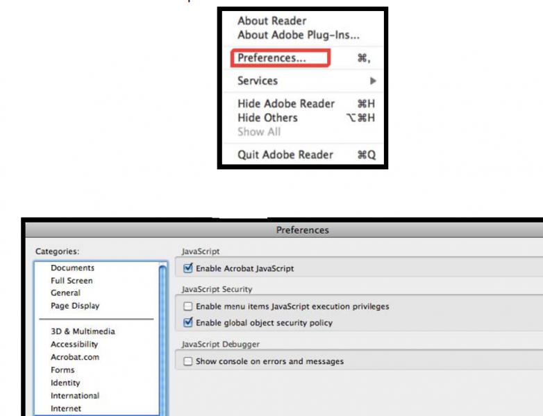 JavaScript and uncheck the Enable global object security policy checkbox