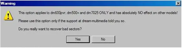 This option applies to dm600pvr dm500 and dm 7025 ONLY and has absolutely No effect on other models