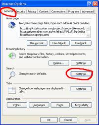 Internet Options General Settings