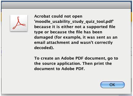 Acrobat could not open moodle