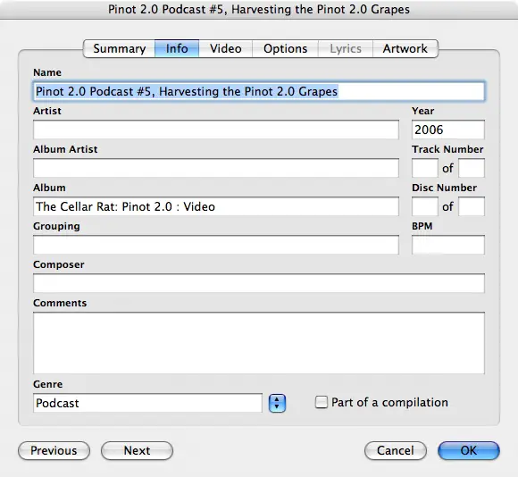 To edit the metadata in iTunes