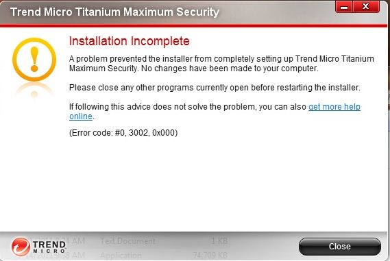 Trend Micro Titanium Maximum Security Installation Incomplete