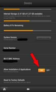 Kindle Fire to install application