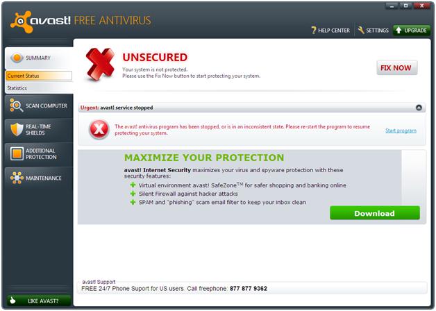 avast free antivirus problems