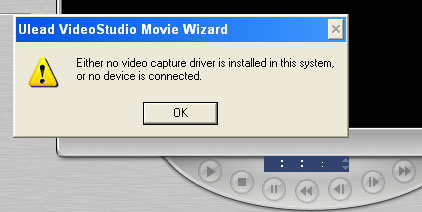 Either no video capture driver is installed in this system or no device is connected