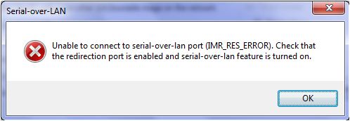 Serial over LAN Unable to connect to serial-over-lan port