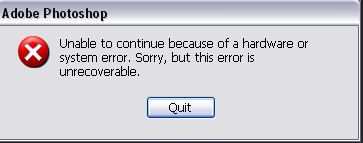 Adobe Photoshop this error is unrecoverable