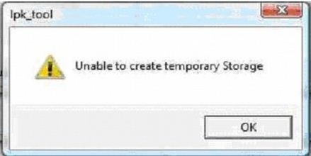 ipk-tool-Unable to create temporary Storage”