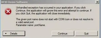 RFID Demo Software Error