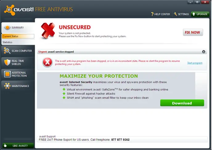 avast antivirus not installing on windows 7