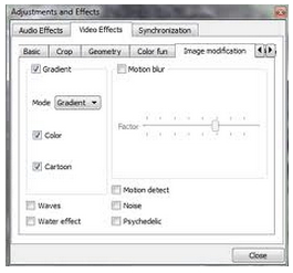 VLC player vedio setting tab