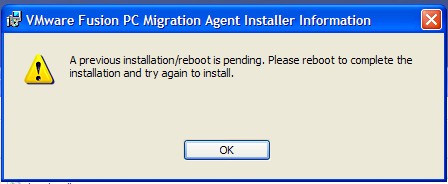 VMware Fusion PC Migration Agent installation error