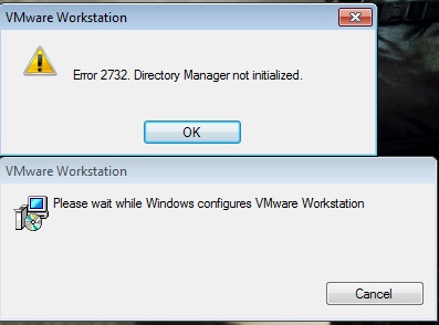 Error 2731. Directory Manager not initialized.