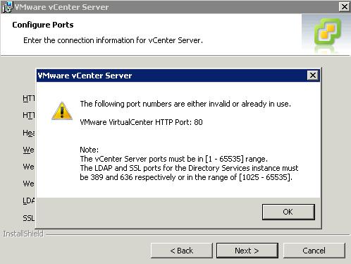 port numbers in vmware