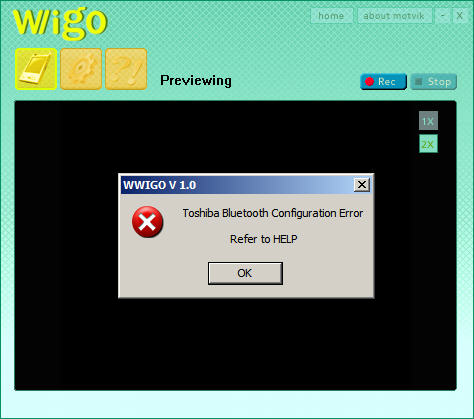 Toshiba Bluetooth Configuration Error - Refer to HELP
