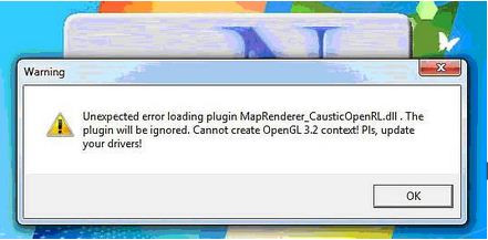 The Plugin will be ignored. Cannot create OpenGL 3.2 context! 