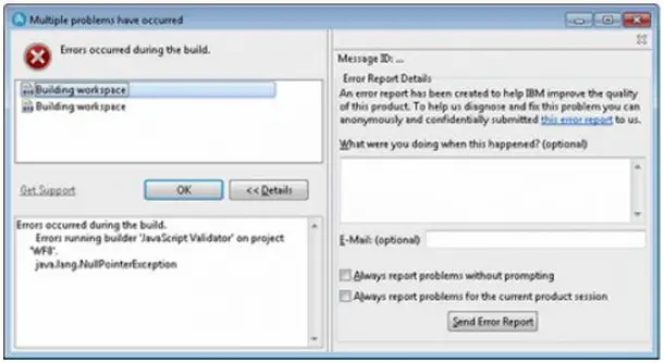 IBM Rational software delivery platform V8.0.3-Web Facing project-multiple problems occurred