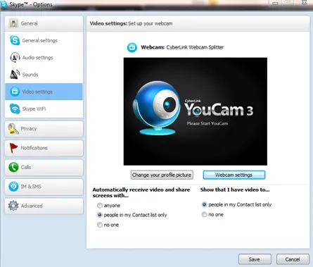 Vedio Settings Setup your webcam
