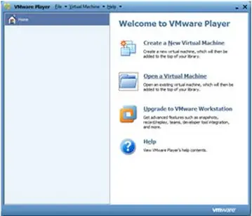 Welcome to VMware Player screen, 