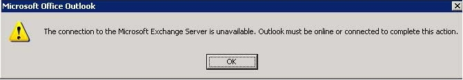 microsoft exchange server is unavailable