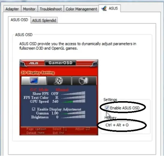 Enable ASUS OSD