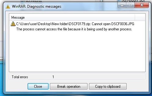 winrar archive file open error