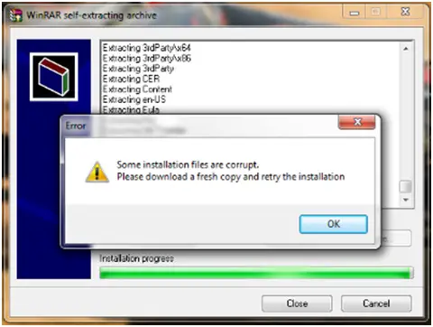 Some installation files are corrupt.