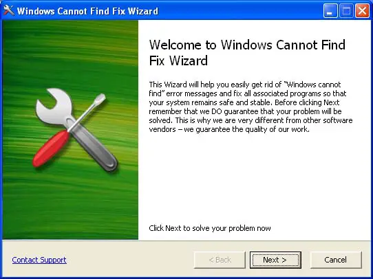 Welcome to Windows cannot Find Fix Wizard