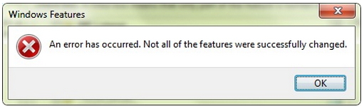 An error has occurred Not all of the features successfully changed