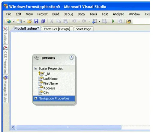 Microsoft Visual Studio Navigation Properties