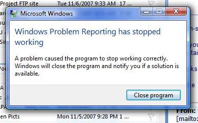 Windows 7 reporting problem