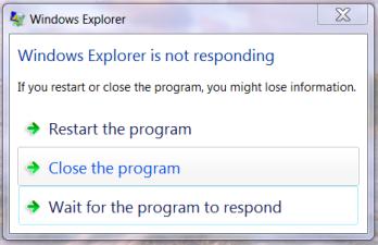 windows explorer is not responding