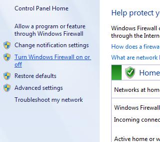 To activate or deactivate windows firewall