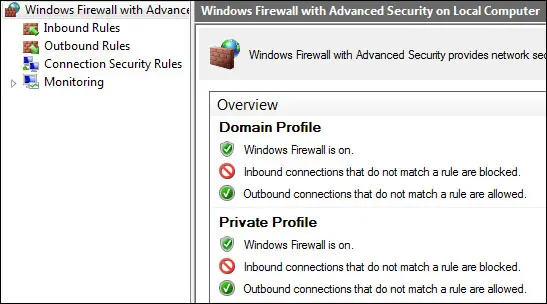 Windows 8 Firewall Settings
