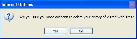 Internet Options to delete History